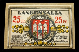 1921 Germany Notgeld Error Note // Langensalza 25 Pfennig Printing Error... - $99.00