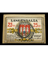 1921 Germany Notgeld Error Note // Langensalza 25 Pfennig Printing Error... - $99.00