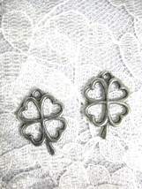 Clover Shamrock 4 Leaf Clover USA Pewter Charms Lucky Irish Heritage Earrings - £8.02 GBP