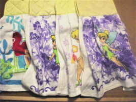 (3) Tinkerbelle nd (1) Ariel Towels with attached Potholders-New - $24.00