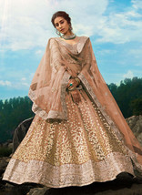 Beautiful Dusty Pink Golden Sequence Designer Embroidery Wedding Lehenga Choli - £96.73 GBP