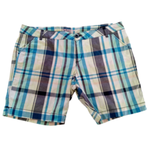 Arizona Jeans Shorts Womens 17 Multicolor Plaid Cotton Mid-Rise Stretch - $14.14