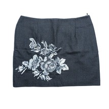 Paul &amp; Joe Straight Pencil Skirt Size 38 Charcoal Gray Floral Embroidere... - $28.04