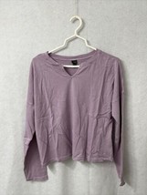 Wild Fable Women&#39;s Long Sleeve Shirt V-Neck Cropped Boxy - Color Purple - Size M - £3.10 GBP