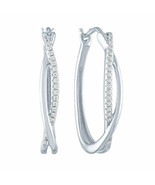 1/10 CTTW Genuine Diamond 22MM Hoop Earrings In Sterling Silver New W Gi... - $123.05 CAD