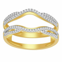 14K Yellow GOLD Over Solitaire Enhancer 1/4CT Diamond Engagement Wrap RING Guard - £66.54 GBP