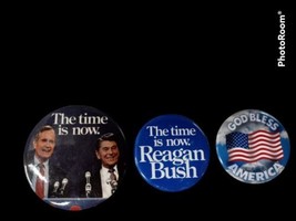 Vintage Reagan  Bush Political President Campaign Button Pin Lot Time Is... - £11.61 GBP