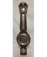 Vintage SPRINGFIELD BAROMETER WEATHER STATION Faux Wood W/ KEY To Adjust... - €25,32 EUR