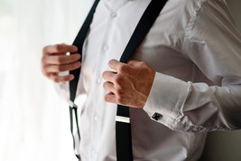 Mens Suspenders Adjustable Sz Elastic 2&quot; Wide X Shape Suspenders Black NEW - £13.21 GBP