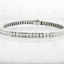Gift 4CT Princess Cut Channel Set Unisex Moissanite Bracelet in 925 Silver  8&quot; - £323.67 GBP