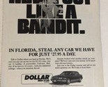 1987 Dollar Rent-A-Car Vintage Print Ad Advertisement pa20 - $7.91