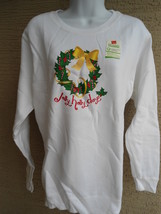 New Hanes L Soft Sweats Christmas Glitzy Graphic Sweatshirt White - £10.11 GBP