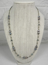 Czech Glass Crystal Seed Bead Beaded Necklace Handmade Boho Aqua Blue Silver - £19.77 GBP