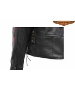 Women&#39;s Leather Motorcycle Jacket Biker Apparel Flames and Zippered Cuff... - $123.09 CAD