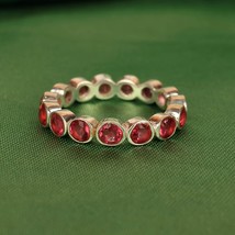 Pink Tourmaline Round Natural stone Silver Full Eternity Band Women Ring - £49.16 GBP