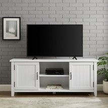 TV Stand 65-In Farmhouse Entertainment Center Media Console Table White Cabinet - £180.38 GBP