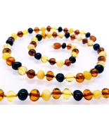 Multicolor Baltic Amber Necklace / Round Baroque Beads - £30.60 GBP