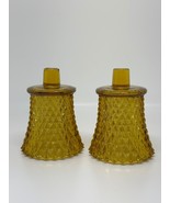 VTG Diamond Cut Votive Candle Holders Peg Sconce Amber Set of 2 MCM Deco... - €10,45 EUR