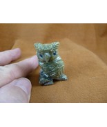 (Y-BIR-OW-71) green Serpentine HORNED OWL figurine SOAPSTONE Peru owls o... - $19.00 CAD