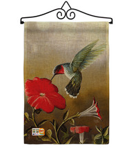 Ruby Hummingbird Burlap - Impressions Decorative Metal Wall Hanger Garden Flag S - £27.09 GBP