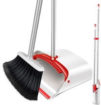 Upright Broom And Dustpan Set With 52&quot; Long Handle For Home Kitchen Room... - £32.21 GBP