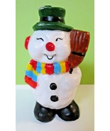 Whimsical Squinting Smiling SNOWMAN Candle Approx 5&quot; Christmas Holiday W... - $12.00