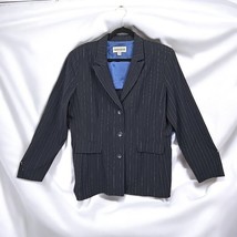 Danny &amp; Nicole Woman&#39;s Blazer Jacket Size 18 Blue White Striped 3 Button - £13.62 GBP