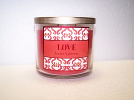 Bath &amp; Body Works 3 Wick Candle Love Hearts &amp; Flowers 14.5 Oz.  - £31.89 GBP