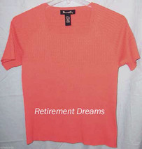 DENIM &amp; CO S Ribbed knit Shirt Peach Stretch Top Womans  - $15.00