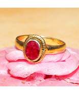 Solid Gold Jewelry Natural Ruby Gemstone Ring 9k 14k 18k 22k Gold Births... - £154.21 GBP+