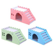 Colorful Wooden Hamster Sleeping Nest with Slide Toy and Small Bed - £10.91 GBP+