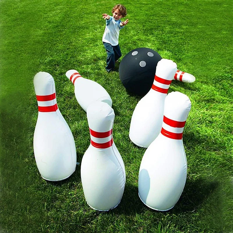 Giant Inflatable Bowling Set Huge 22 Inch Pins And Extra Big 16 Inch Ball Great - £37.55 GBP+