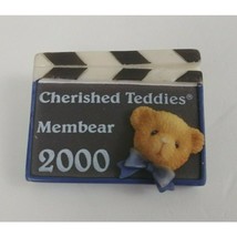 Vintage 2000 Cherished Teddies Member Blue Clapperboard Lapel Hat Pin - $6.31