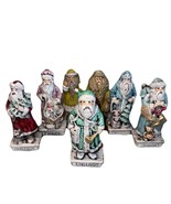 7 VTG Handmade Ceramic 5&quot; Europe Christmas Santa France England Belgium ... - $41.09 CAD