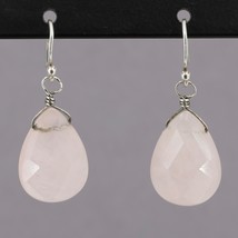 RARE Vintage Silpada Sterling Faceted Rose Quartz Teardrop Dangle Earrin... - $37.95