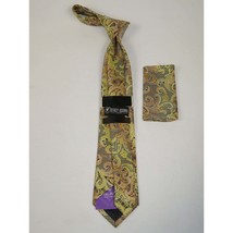 Men's Stacy Adams Tie and Hankie Set Woven Silky Fabric #Stacy62 Gold image 2