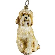 Sitting Yellow Labradoodle Dog Polish Glass Christmas Ornament Decoratio... - $55.42