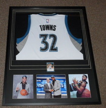 Karl Anthony Towns Signed Framed 31x39 Jersey &amp; Photo Display PANINI TWo... - $593.99