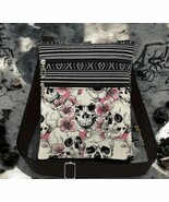 Gothic Skull &amp; Floral Crossbody Bag - Boho Punk Shoulder Purse - Edgy &amp; ... - $20.99