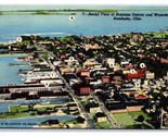 Aerial View Business District and Waterfront Sandusky Ohio OH Linen Post... - $2.92