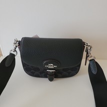 Coach CQ187 Signature Amelia Small Saddle Bag Crossbody Handbag Black - £122.44 GBP