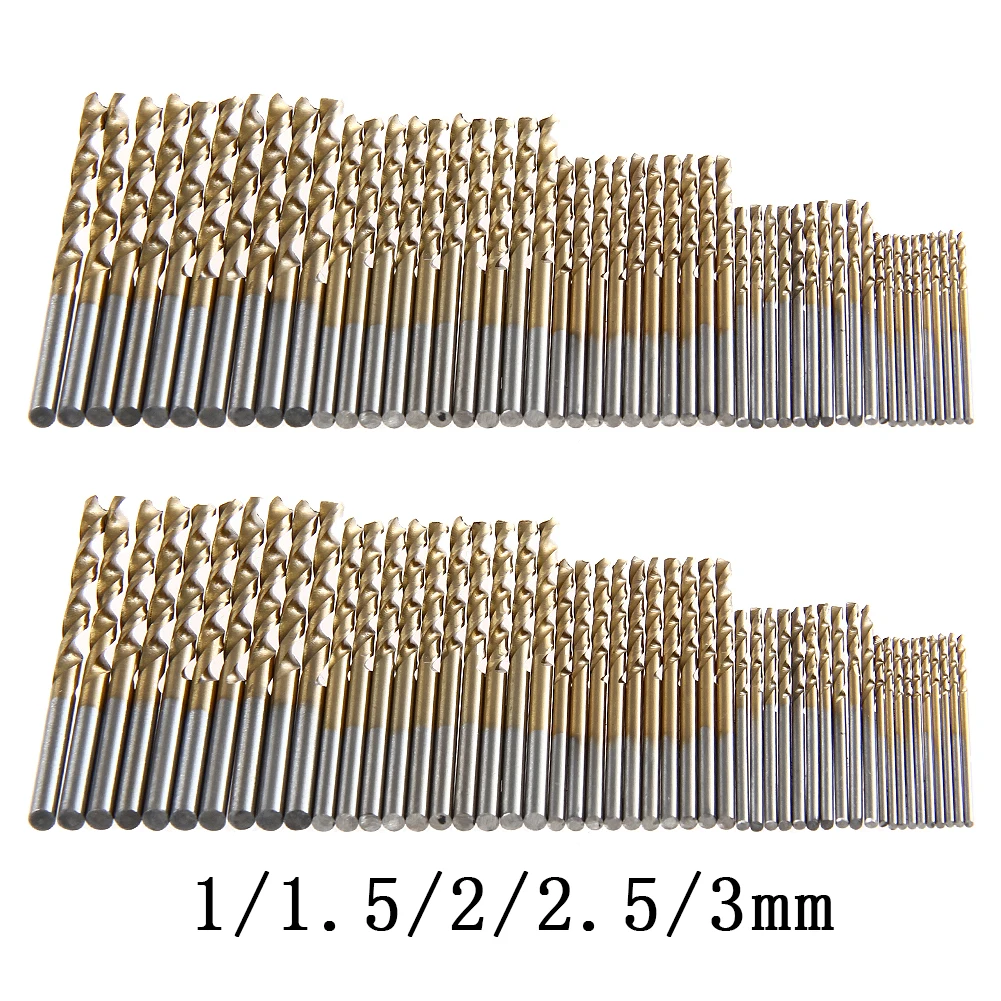 50/100Pcs Titanium Coated HSS High Speed Steel Drill Bit Set  Hole Grooving Dril - £131.53 GBP