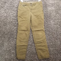 Eddie Bauer Pants Women 2 Olive Green Straight Leg Back Flap All Cotton Jeans - £6.33 GBP