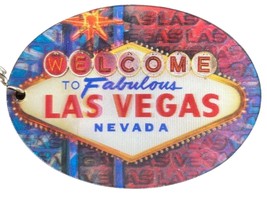 Welcome To Fabulous Las Vegas Nevada 3D Oval Double Sided Key Chain - £5.52 GBP