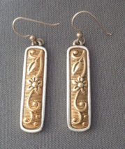 Brighton Portula Earrings Long Dangle Two Tone Gold Silver Flowers Floral - £27.64 GBP
