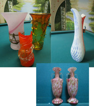 GLASS VASES- MURANO ORANGE -AMBER - CLEAR - FROSTED - BUBLES-PINK ROMBLA... - $55.43+