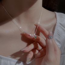 Gentle Retro Emerald Diamond Smile Necklace For Women Simple PendantAll-Matching - £7.96 GBP