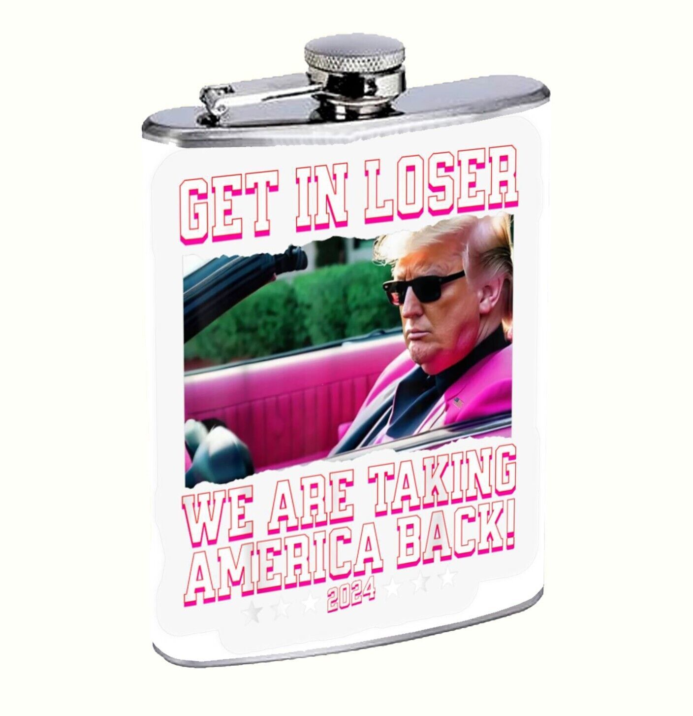 TRUMP Get in LOSER 8oz Stainless Steel Flask Drinking Whiskey - $14.80