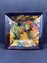 Ceramiques Aparicio Square Bowl brown, yellow,swirled colours, VTG 1970&#39;... - £19.44 GBP