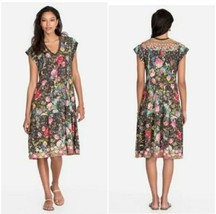 Johnny Was Naomi Dress Floral Bamboo Tiered  V Neck Womens Large - £74.61 GBP